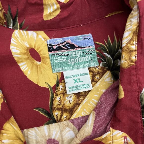 Reyn Spooner Hawaiian Shirt Mens Extra Large Pineapple Resort Wear Aloha Red - Picture 3 of 8